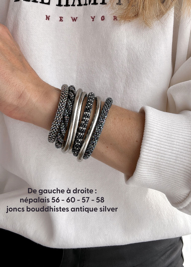 Bracelet népalais #59 (silver et noir)