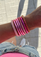 Bracelet népalais #44 (rose corail et doré)
