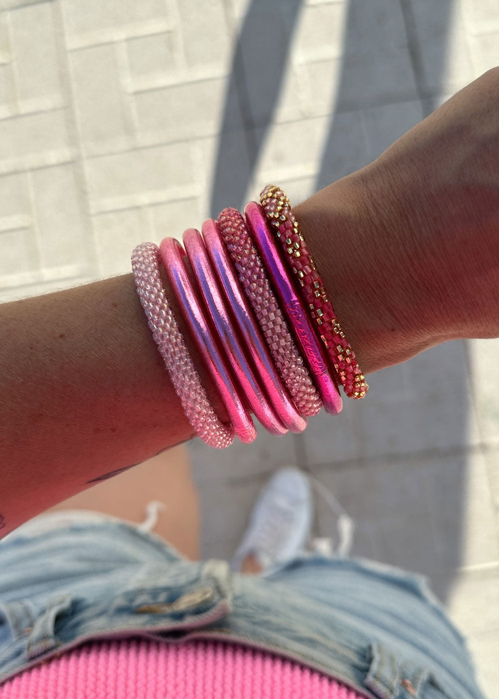 Bracelet népalais #46 (rose pastel)