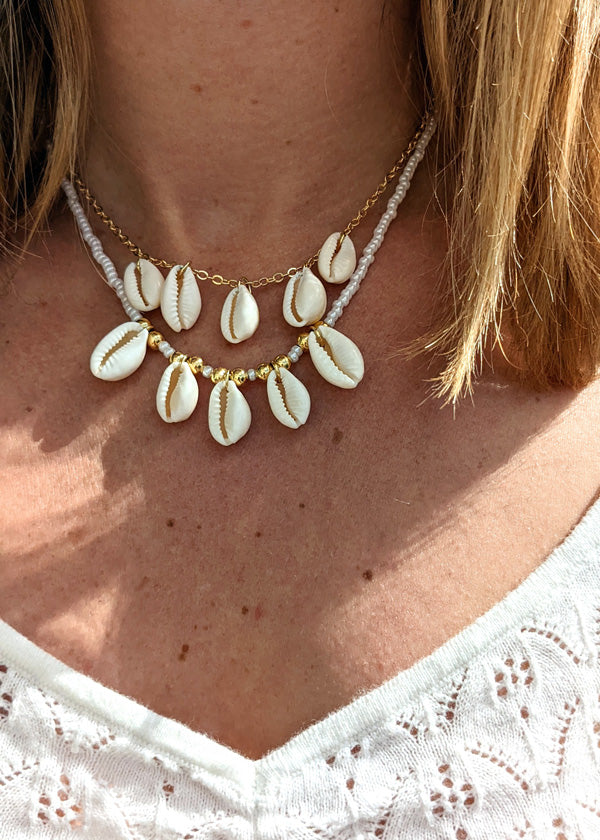 Collier Cauri (perles miyiku ou chaîne plaqué or)