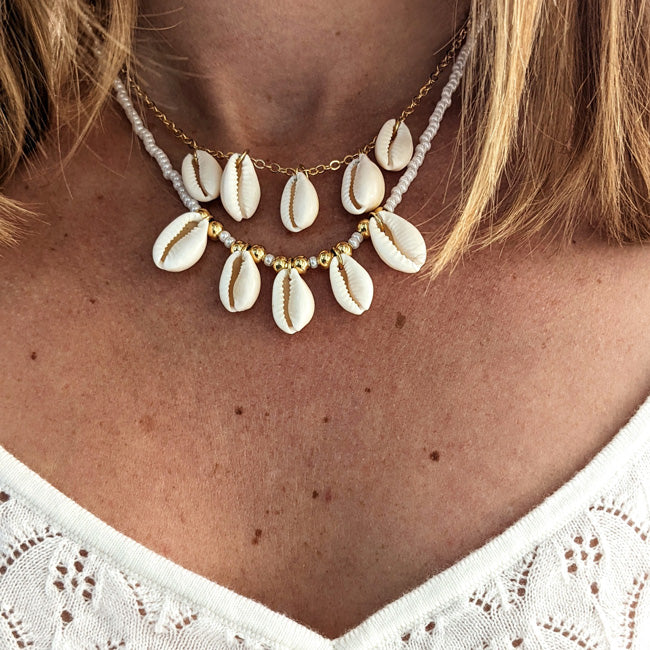 Collier Cauri (perles miyiku ou chaîne plaqué or)