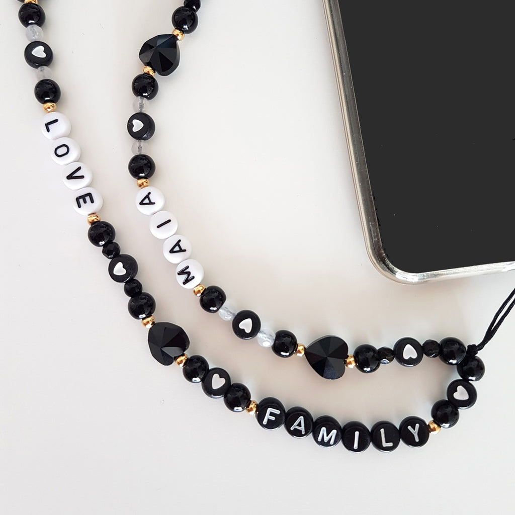 Bracelet de téléphone - Black Heart (à personnaliser)