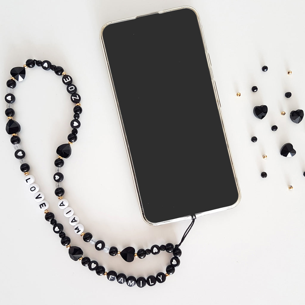 Bracelet de téléphone - Black Heart (à personnaliser)