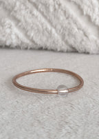 Jonc bouddhiste precious - champagne & quartz blanc