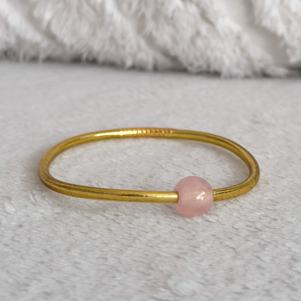 Jonc bouddhiste precious - light gold & quartz rose
