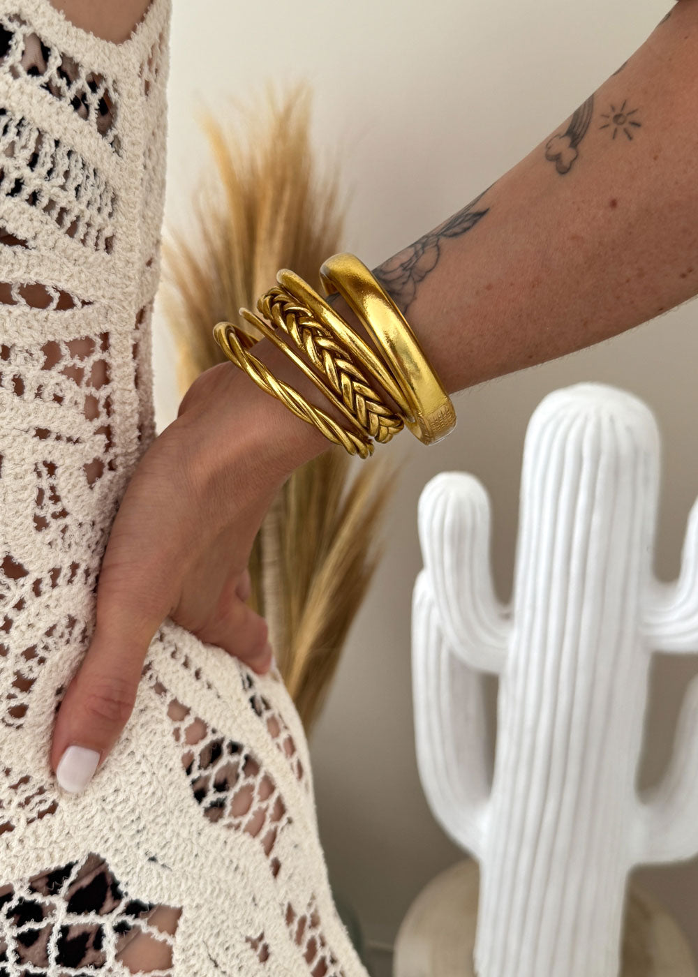 Jonc bouddhiste plat - 12mm light gold