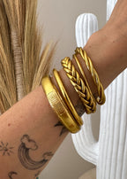 Jonc bouddhiste plat - 12mm light gold