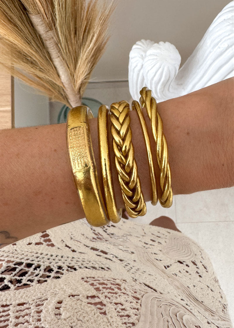 Jonc bouddhiste plat - 12mm light gold