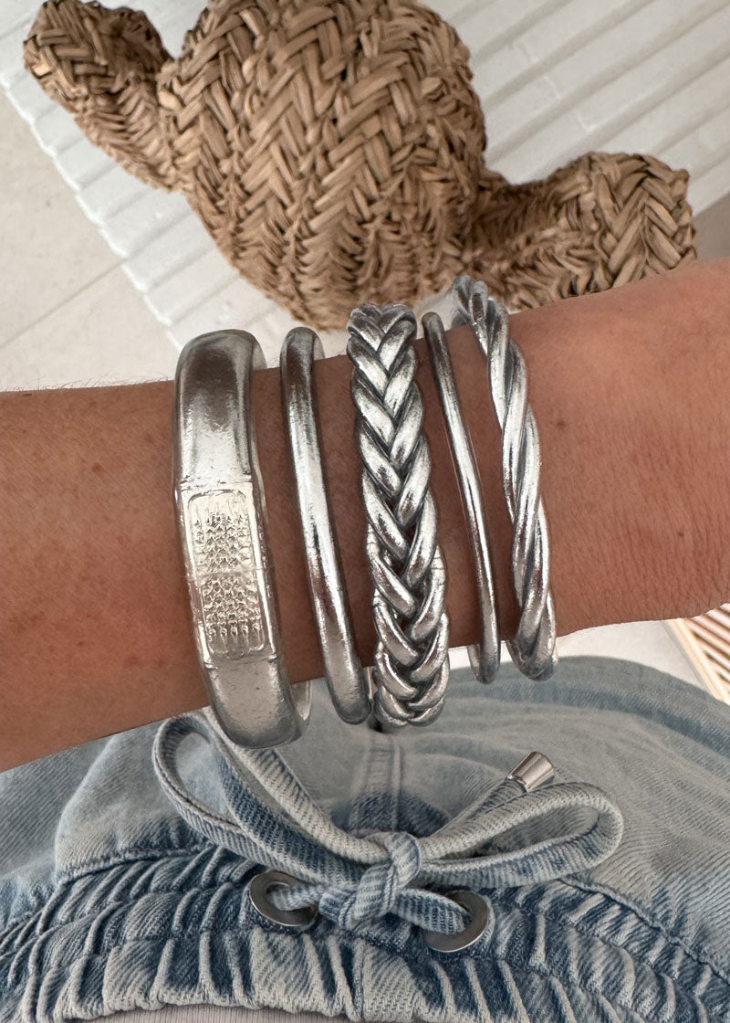 Jonc bouddhiste plat - 12mm silver