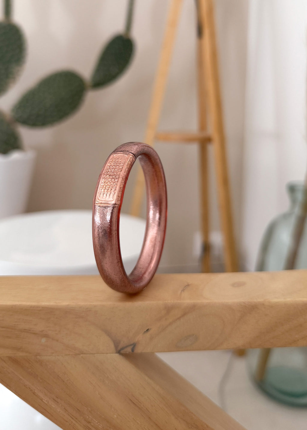 Jonc bouddhiste plat - 12mm rose gold