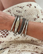Jonc bouddhiste plat - 12mm antique gold et antique silver