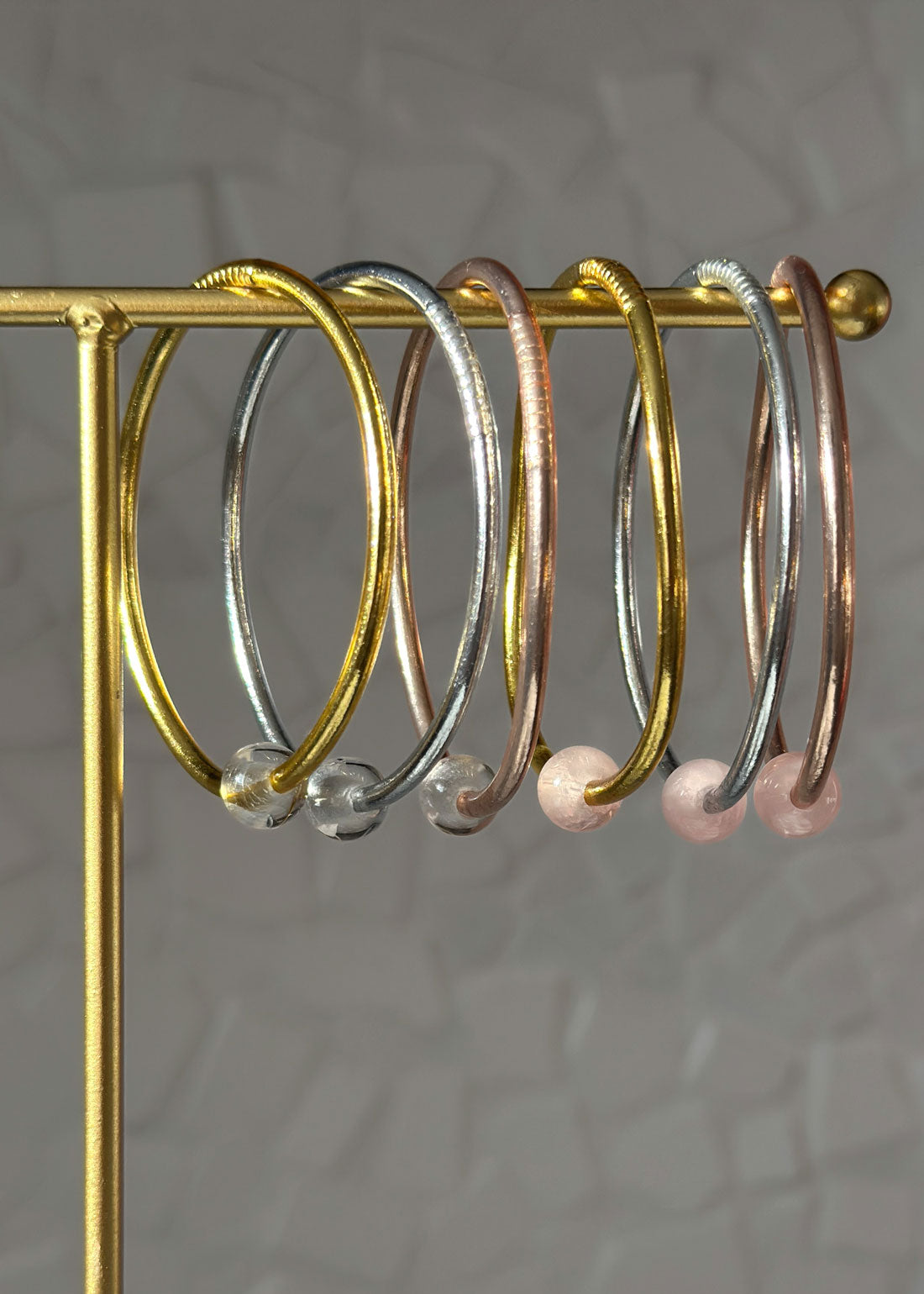 Jonc bouddhiste precious - silver & quartz rose