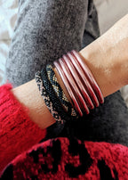 Bracelet népalais #11 (noir, argent et or)