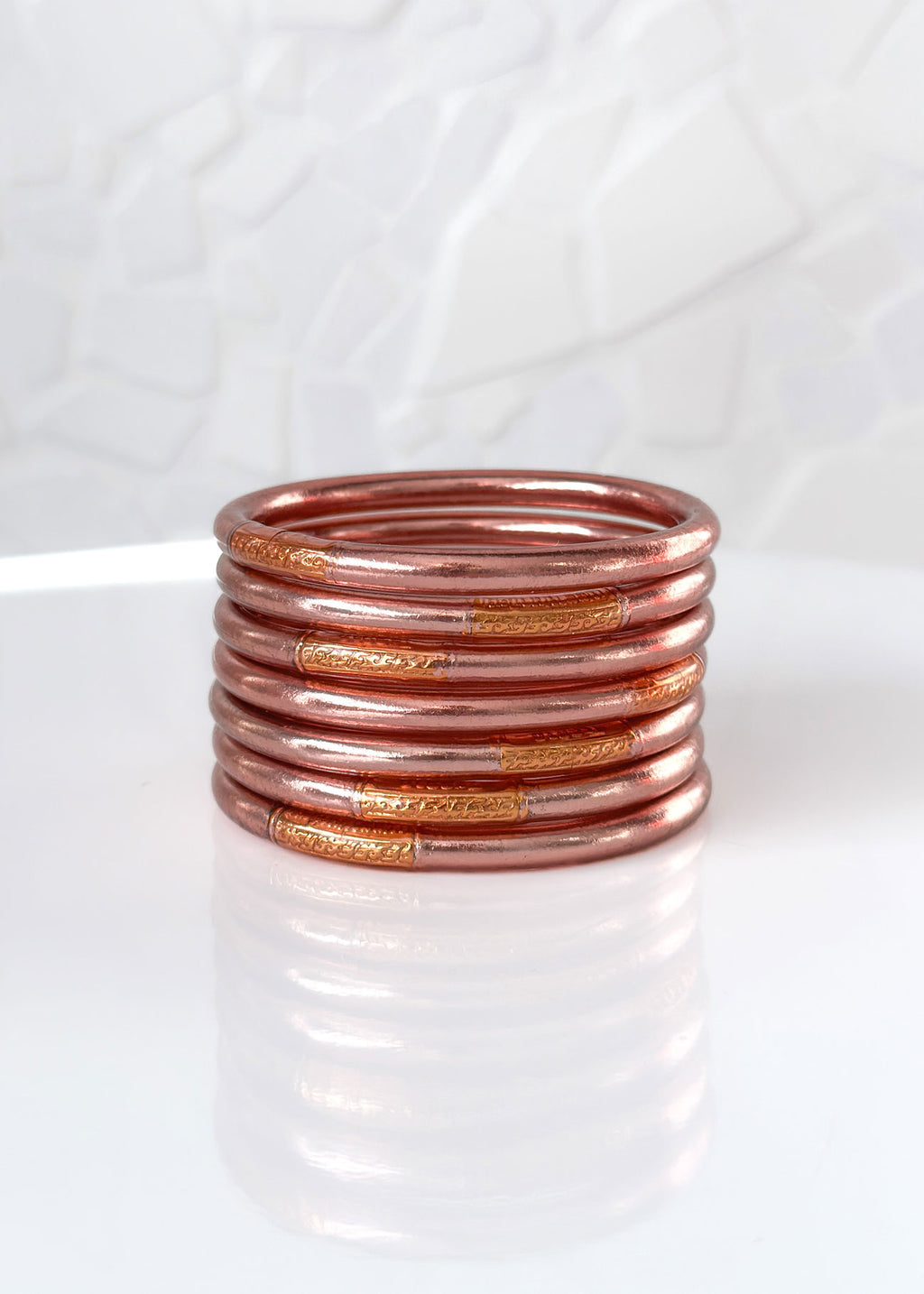 Jonc bouddhiste - rose gold au mantra abricot