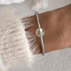Jonc bouddhiste precious - silver & quartz blanc