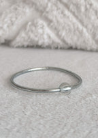 Jonc bouddhiste precious - silver & quartz blanc