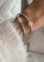 Jonc bouddhiste precious - silver & quartz rose