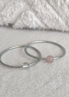 Jonc bouddhiste precious - silver & quartz rose
