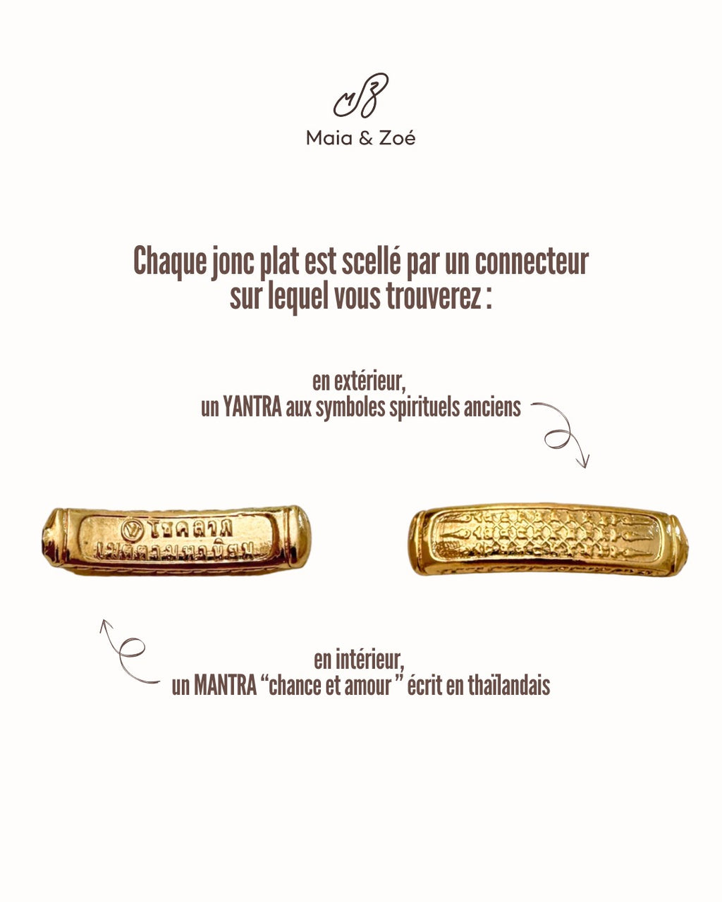 Jonc bouddhiste plat - 12mm antique gold et antique silver