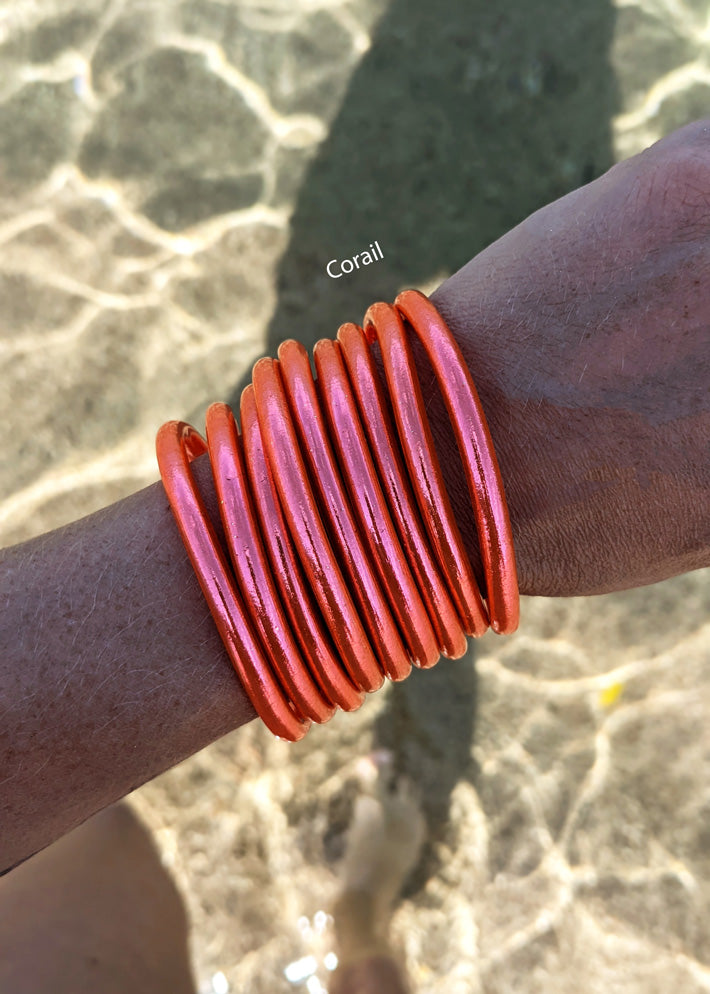 Jonc bouddhiste - corail et saumon