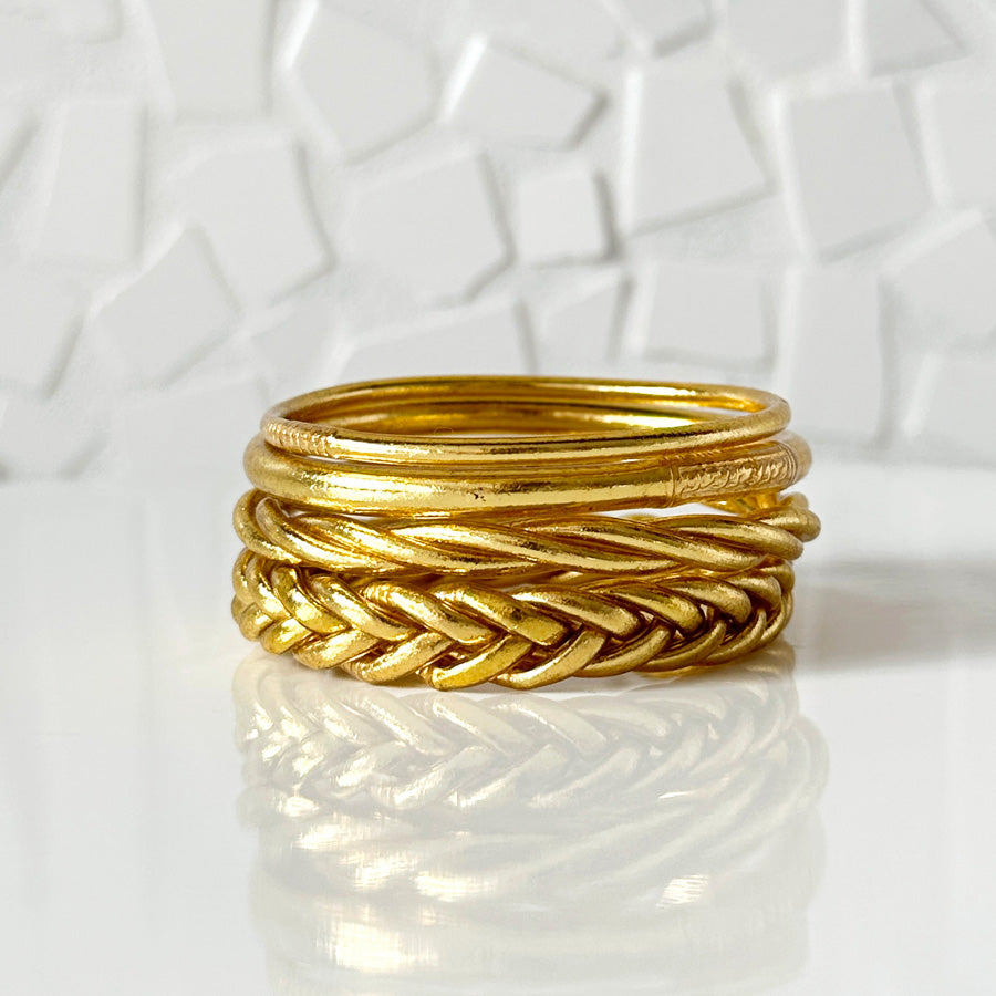 Lot de 4 joncs bouddhistes - light gold