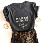 T-shirt Maman Rebelle de.. Crapules - gris (à personnaliser)