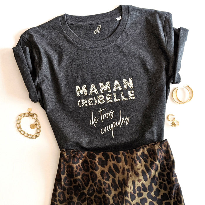 T-shirt Maman Rebelle de.. Crapules - gris (à personnaliser)