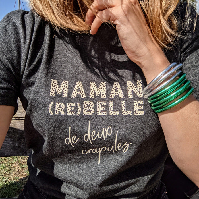 T-shirt Maman Rebelle de.. Crapules - gris (à personnaliser)