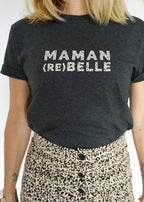 T-shirt Maman Rebelle - léopard gris