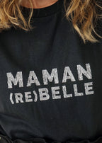 Robe T-shirt Maman Rebelle - noir zèbre