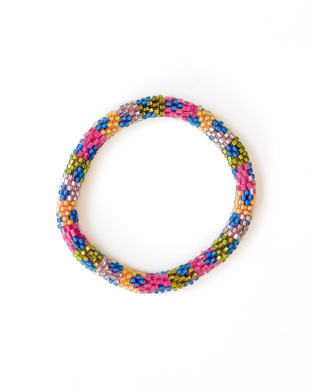 Bracelet népalais #77 (rose, bleu et vert)