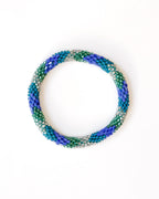 Bracelet népalais #78 (bleu, vert et silver)