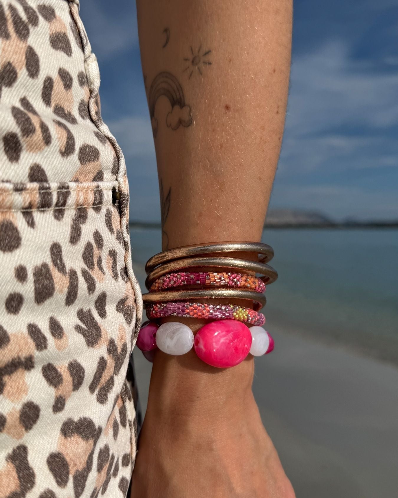 Bracelet népalais #73 (rose saumon silver)