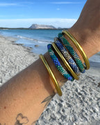 Bracelet népalais #78 (bleu, vert et silver)